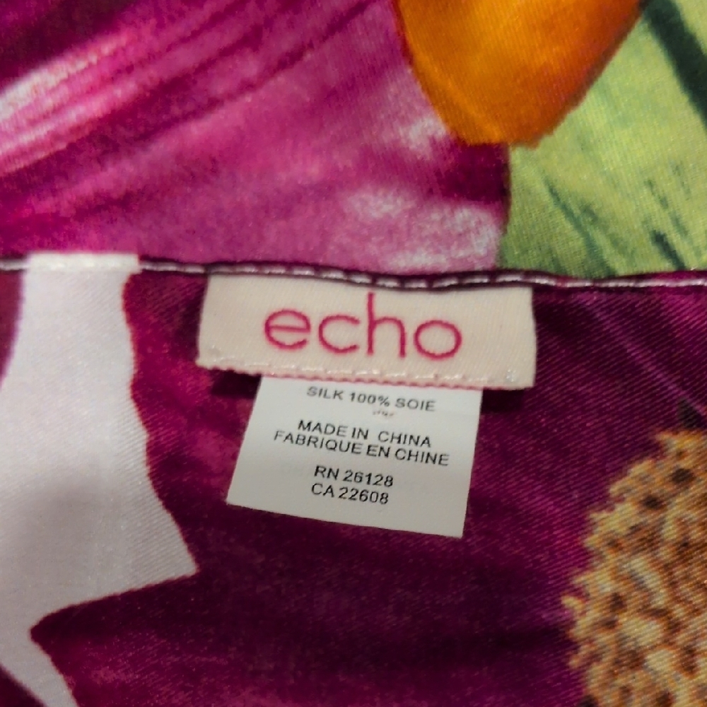 Echo Silk Vibrant Yellow and Green Floral Scarf - Picture 3 of 5